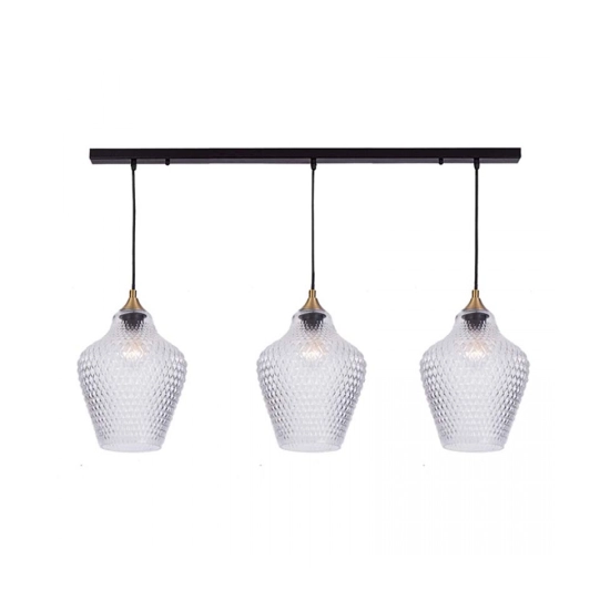 19242 PENDANT LIGHT 3XE27 MAX 40W BLACK BASE - CLEAR GLASS Zambelis Lights